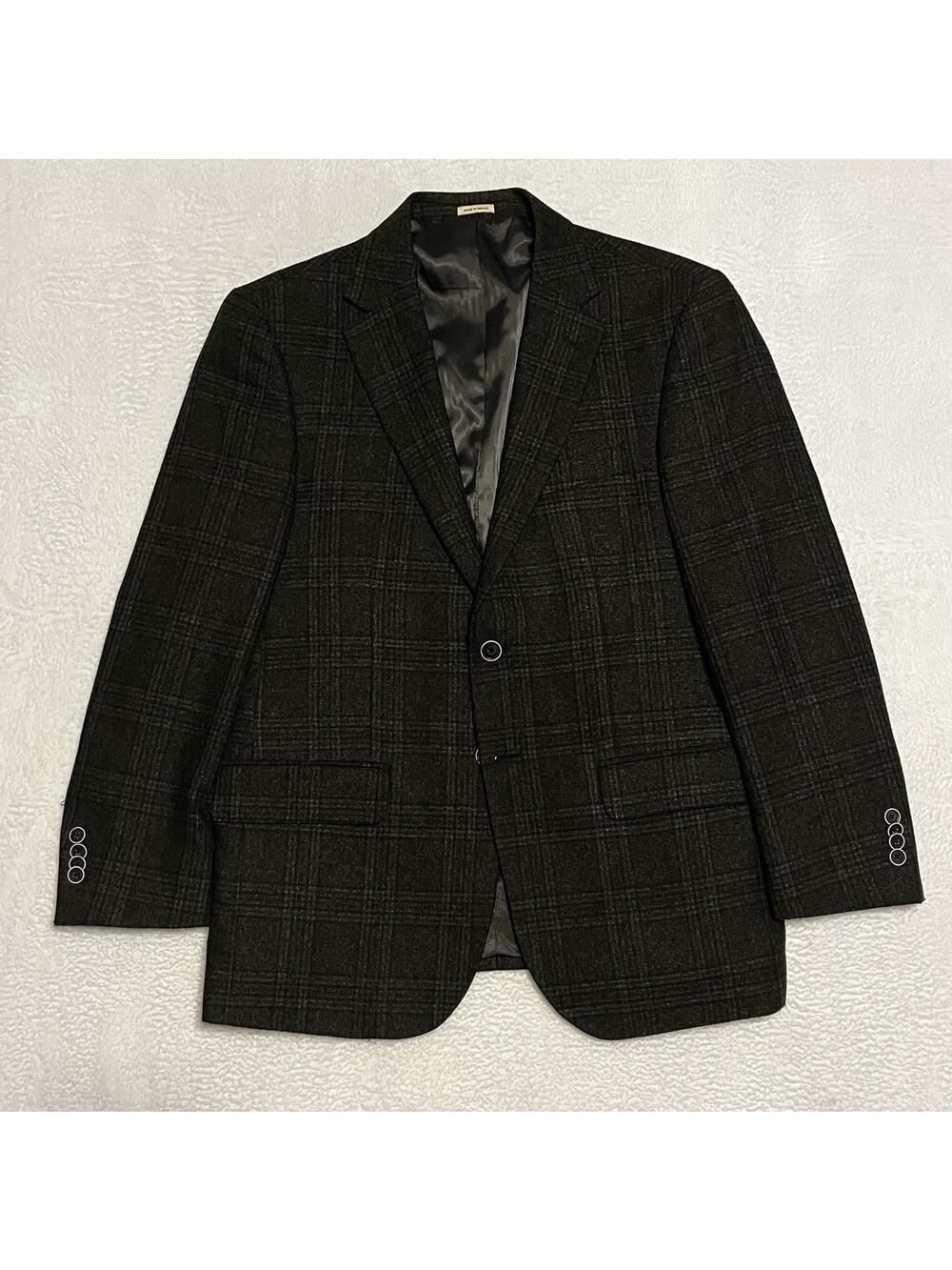 Joseph Abboud Heritage Blazer Tollegno 1900 Wool Black & Gray Plaid 40 Short